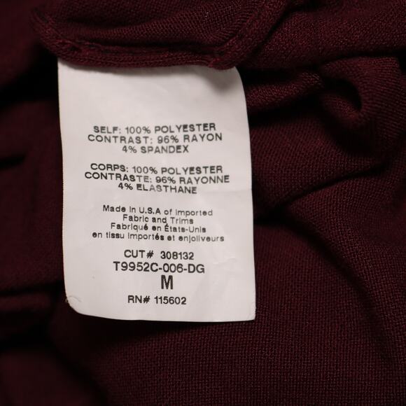 Lush Stitch Fix Maroon Black Colorblock Top Sheer Mixed Media Scoop Neck Size M - Picture 8 of 10